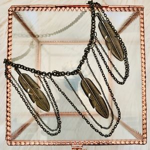 Bronze Boho Feather Necklace